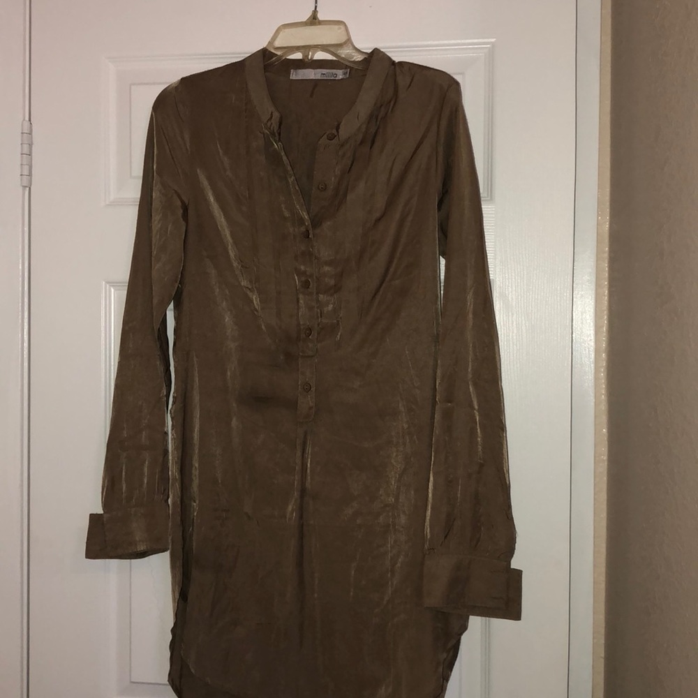 bronze buttoned dress